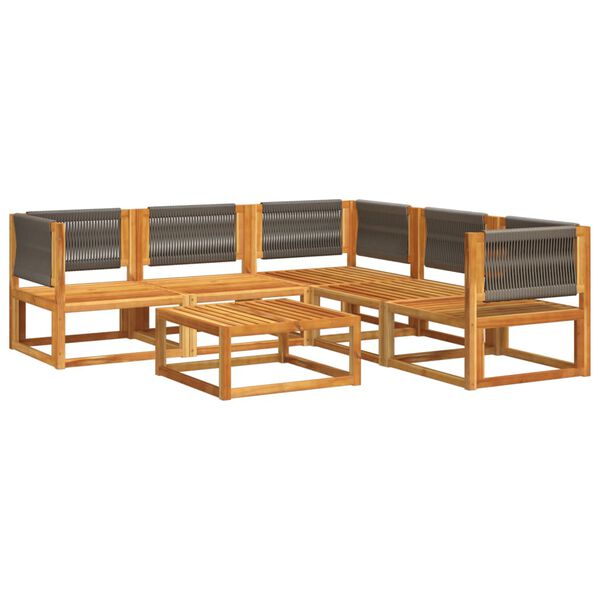 vidaXL Set di divani da giardino 6 pezzi con cuscini in legno di acacia e corda