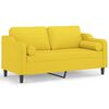 vidaXL Divano a 2 Posti con Cuscini Giallo Chiaro 140 cm in Tessuto