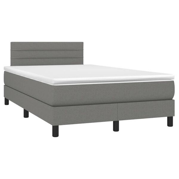vidaXL Letto a Molle Materasso e LED Grigio Scuro 120x190cm in Tessuto