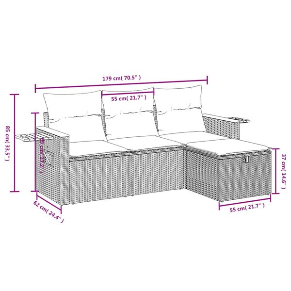 vidaXL Set Divano da Giardino 4 pz con Cuscini Beige Misto Polyrattan