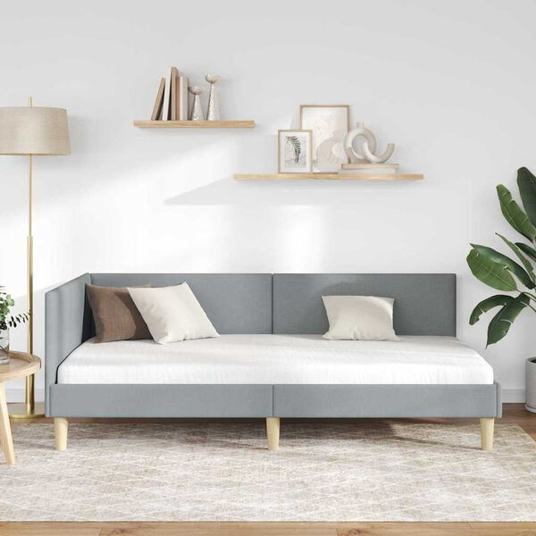 vidaXL Cornice del letto ad angolo Grigio chiaro 90 cm x 190 cm