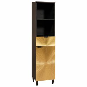 vidaXL Mobile da Bagno con cassetto Nero e Oro 38 x 33 x 160 cm