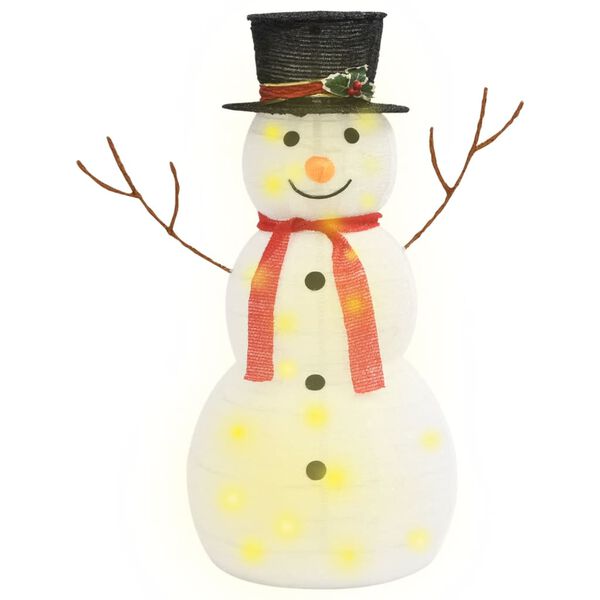 vidaXL Figura Natalizia Pupazzo di Neve a LED Tessuto Pregiato 90 cm