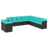 vidaXL Set Divani da Giardino 11 pz con Cuscini Nero in Polyrattan
