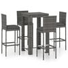 vidaXL Set Bar da Giardino 5 pz con Cuscini in Polyrattan Grigio