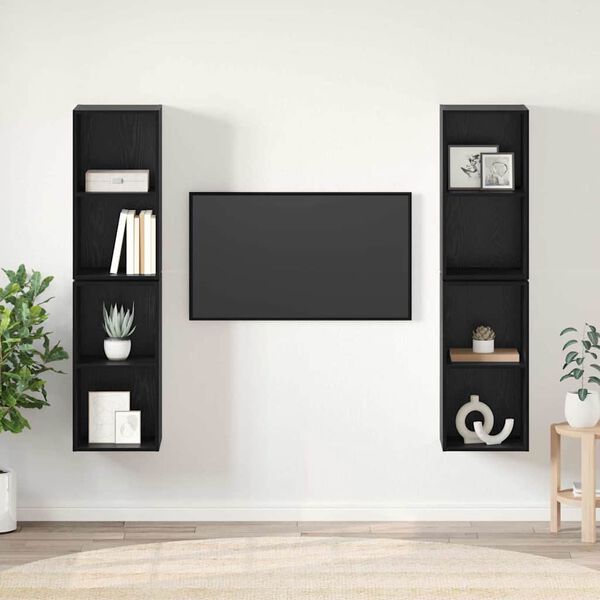 vidaXL Set mobile TV 4 pcs Rovere Nero 37 x 37 x 72 cm