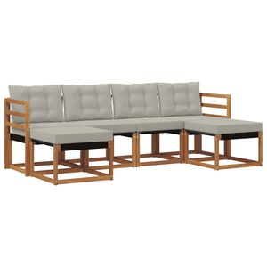 vidaXL Set di divani da esterno 6 pz 6-Posti Naturale e Grigio Chiaro