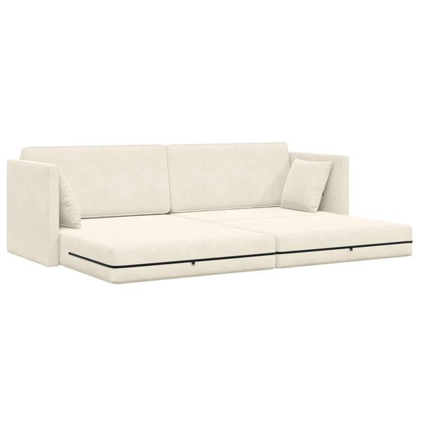 vidaXL Divano-letto da pavimento 200cm Crema Velluto