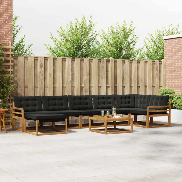vidaXL Set di divani da esterno con cuscino 22 pcs Naturale e Nero