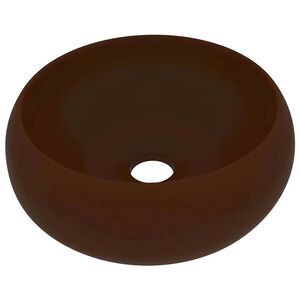 vidaXL Lavandino Lusso Rotondo Marrone Scuro Opaco 40x15cm in Ceramica