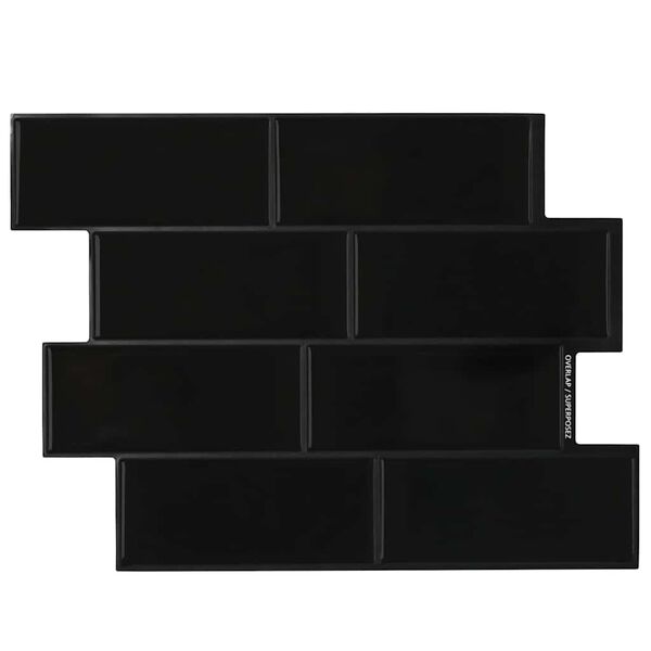 vidaXL Piastrella subway 10 pcs Nero 29.4 x 21.4 cm Poliuretano e PET