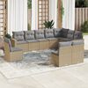 vidaXL Set Divano da Giardino 10 pz con Cuscini Beige in Polyrattan