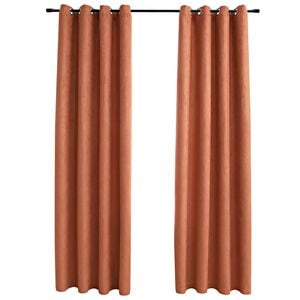 vidaXL Tende Oscuranti con Anelli in Metallo 2 pz Ruggine 140x245 cm