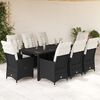 vidaXL Set da Pranzo da Giardino 9 pz con Cuscini Nero in Polyrattan