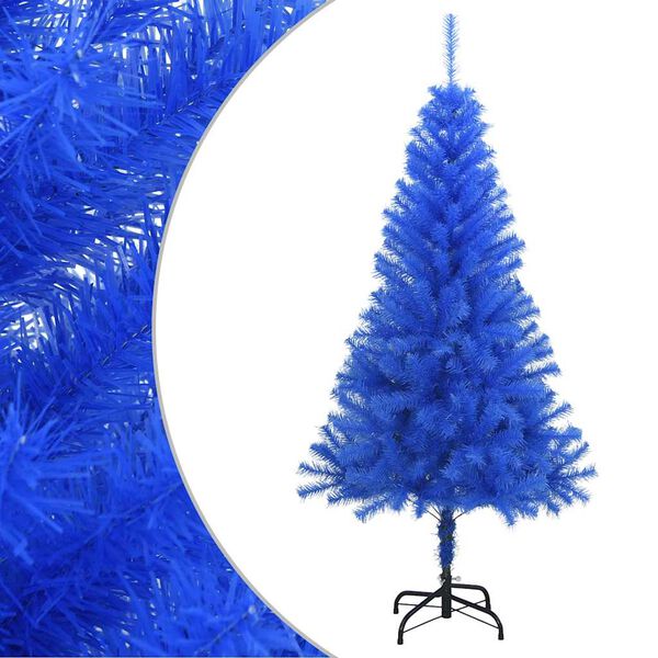 vidaXL Albero di Natale Artificiale con Base Blu 120 cm PVC
