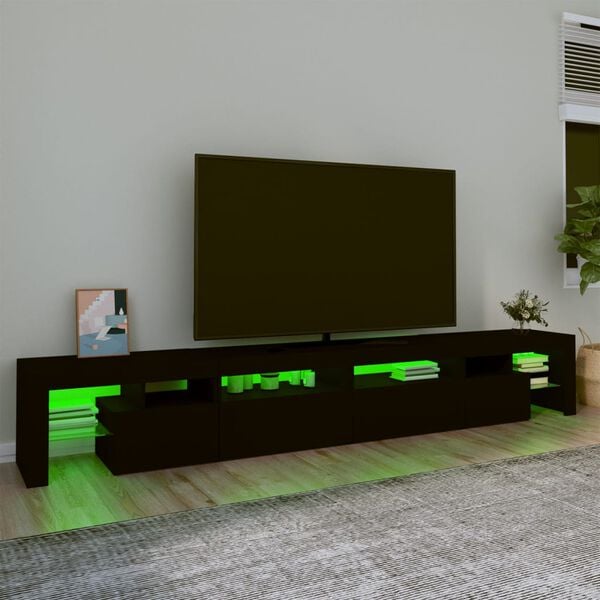 vidaXL Mobile Porta TV con Luci LED Nero 260x36,5x40 cm