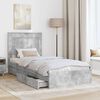 vidaXL Letto con Contenitore con testiera Grigio cemento 90 x 200 cm