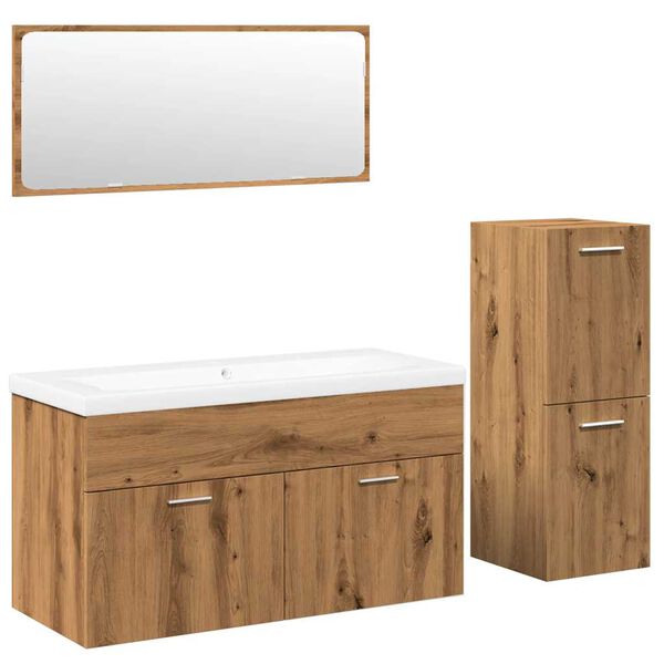 vidaXL Set Mobili da Bagno 4 pz Rovere Artigianale Legno Multistrato