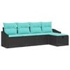 vidaXL Set di divani con cuscino con archiviazione Nero polyrattan