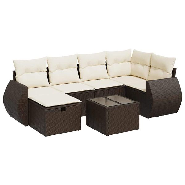 vidaXL Set Divano da Giardino 6 pz con Cuscini Marrone in Polyrattan