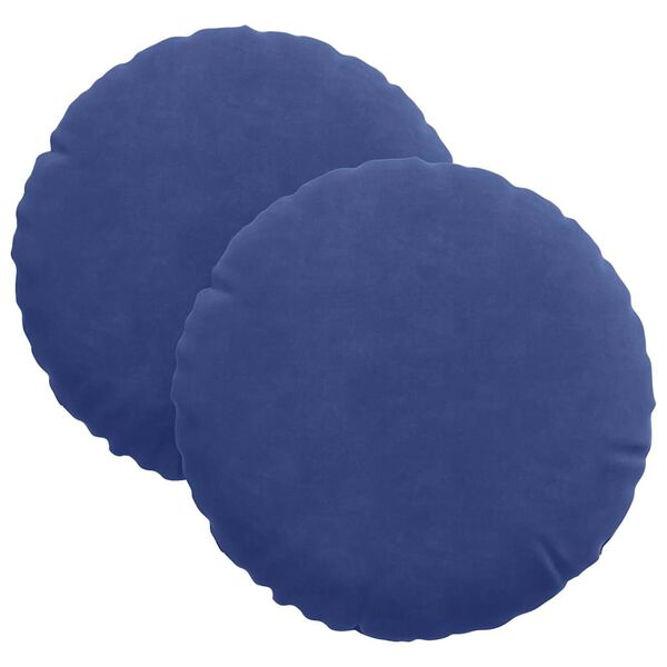 vidaXL Cuscini per Seduta 2 pcs Blu Polizia Ø 40 x 13 cm Velluto