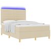 vidaXL Letto a Sorgente LED con materasso Crema 140 x 190 cm Tessuto