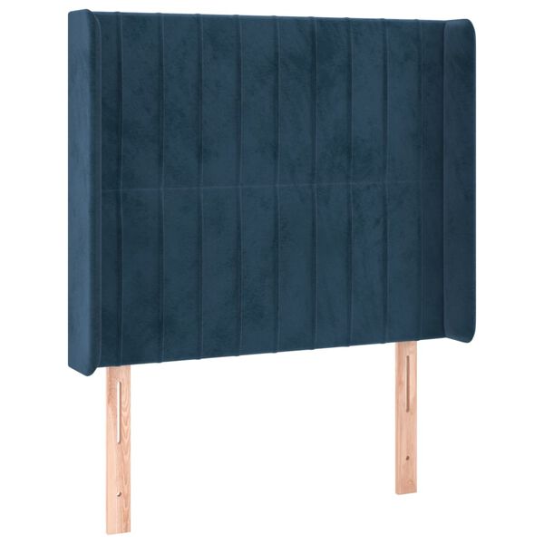 vidaXL Testiera ad Orecchio Blu Scuro 83x16x118/128 cm in Velluto