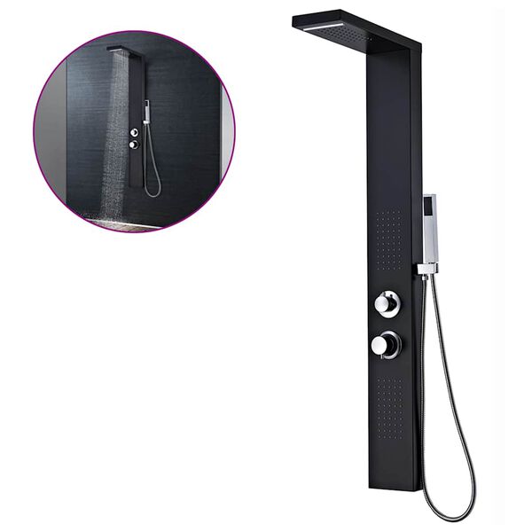 vidaXL Sistema Pannello Doccia in Alluminio Nero Opaco