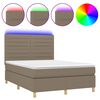 vidaXL Letto a Molle con Materasso e LED Tortora 140x190 cm in Tessuto