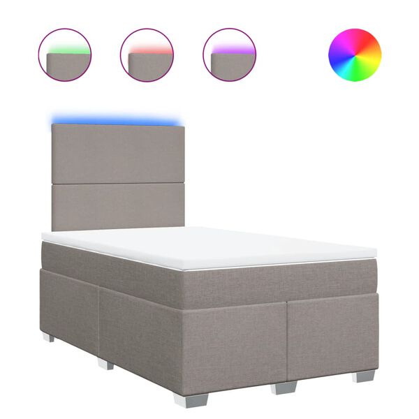 vidaXL Giroletto a Molle con Materasso Tortora 120x200 cm in Tessuto