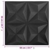 vidaXL Pannelli da parete 48 pcs Origami Nero 50 x 50 cm Schiuma XPS