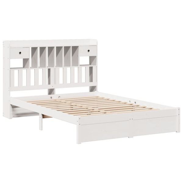 vidaXL Letto Libreria senza Materasso Bianco 150x200 cm Legno di Pino