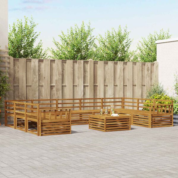 vidaXL Set divani 10 pcs Naturale Legno di Acacia Massello