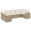 vidaXL Set Divani da Giardino 7 pz con Cuscini Beige in Polyrattan
