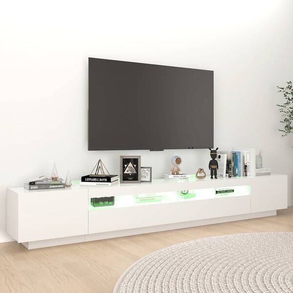 vidaXL Mobile Porta TV con Luci LED Bianco 260x35x40 cm