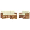 vidaXL Set divani 6 pcs Naturale e Crema Legno di Acacia Massello