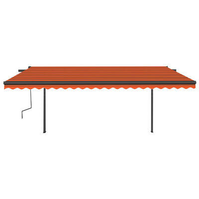vidaXL Tenda da Sole Retrattile Manuale Pali 5x3,5 m Arancione Marrone