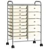 vidaXL Carrello Portaoggetti XXL con 15 Cassetti Bianco in Plastica