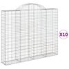 vidaXL Cesti Gabbioni ad Arco 10 pz 200x30x160/180 cm Ferro Zincato