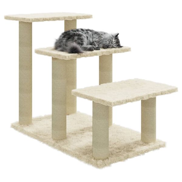 vidaXL Albero per Gatti con Tiragraffi in Sisal Crema 50,5 cm