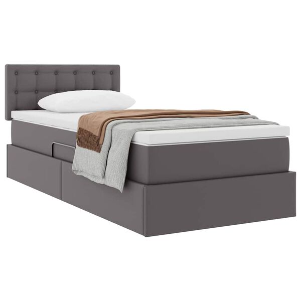 vidaXL Letto con contenitore e materasso Grigio 90 x 200 cm