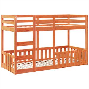 vidaXL Letto a Castello Marrone Cera 75x190 cm in Legno di Pino