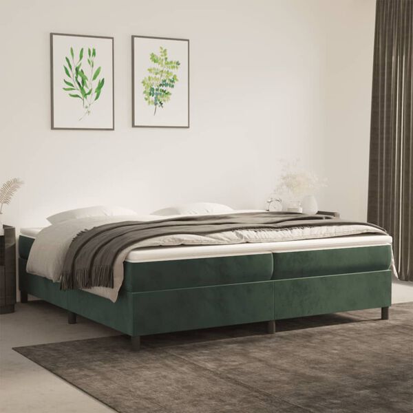 vidaXL Struttura Letto a Rete a Molle Verde Scuro 200x200 cm in Velluto