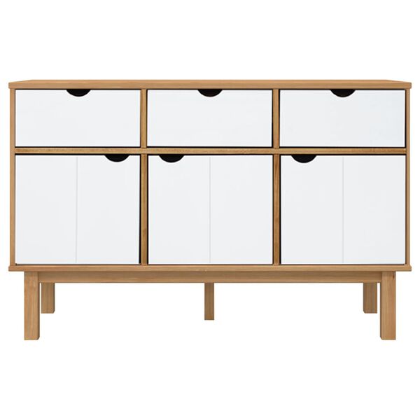 vidaXL Credenza OTTA Marrone e Bianco 114x43x73,5 cm in Legno di Pino