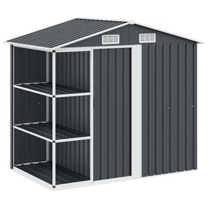 vidaXL Capanno da Giardino con Scaffali Antracite 205x130x183 cm Ferro