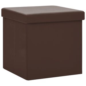 vidaXL Sgabello con Contenitore Pieghevole Marrone in PVC