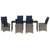 vidaXL Set di tavolo e sedie con cuscino 7 pcs Grigio Rattan in PE