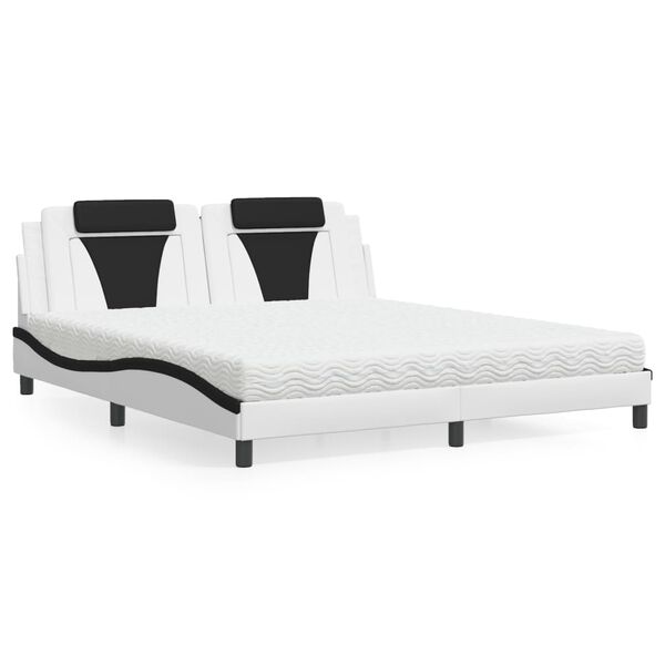 vidaXL Letto Viana con Materasso Bianco e Nero 180x200cm Similpelle