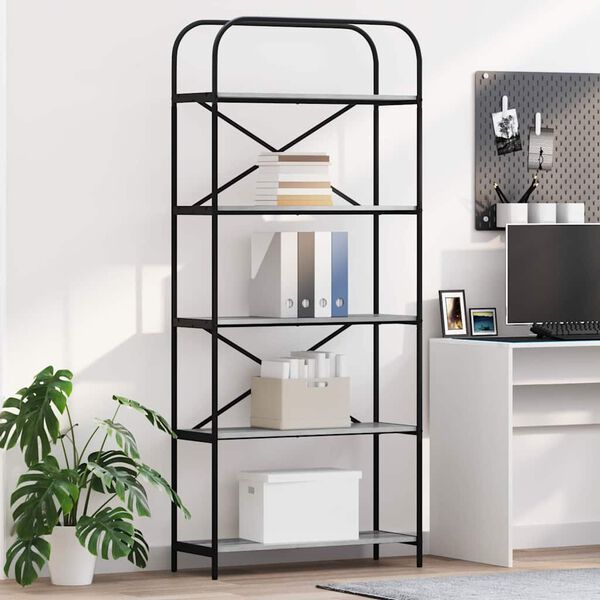 vidaXL Libreria Grigio Sonoma 80 x 30 x 183 cm Legno multistrato