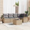 vidaXL Set Divano da Giardino con cuscino 6 pcs Beige polyrattan
